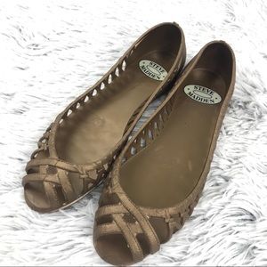 Steve Madden Jelly Woven Peep Toe Flats EUC